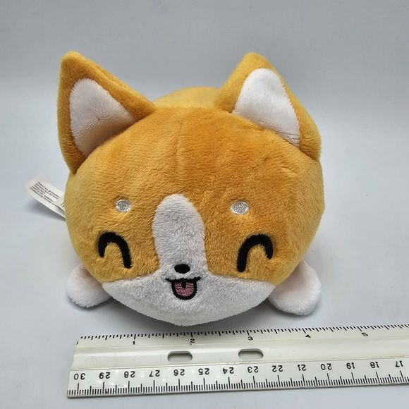 TeeTurtle Reversible Happy Sad Corgi Fox Orange Plush 4" - Picture 2 of 6